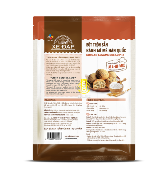 BỘT BÁNH MÌ MÈ HÀN QUỐC CJ XE ĐẠP - BỘT BÁNH MÌ MÈ HÀN QUỐC